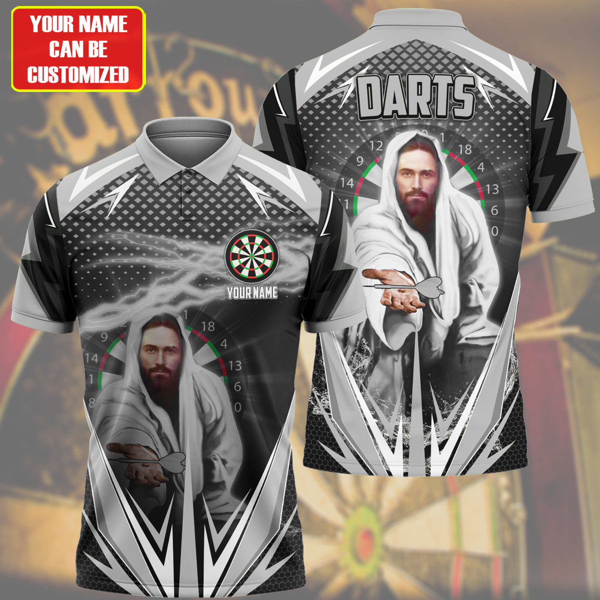 Personalized Name Jesus Darts Black Version All Over Printed Unisex Shirt Q280210