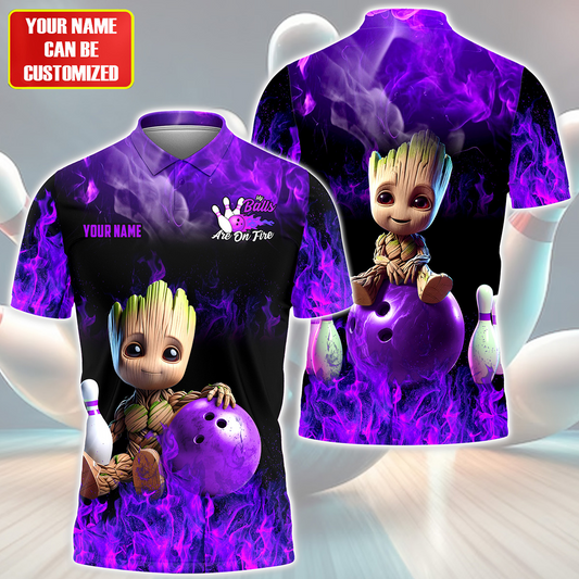 Personalized Name Gr Bowling Fire Purple Version All Over Printed Unisex Shirt Q290513