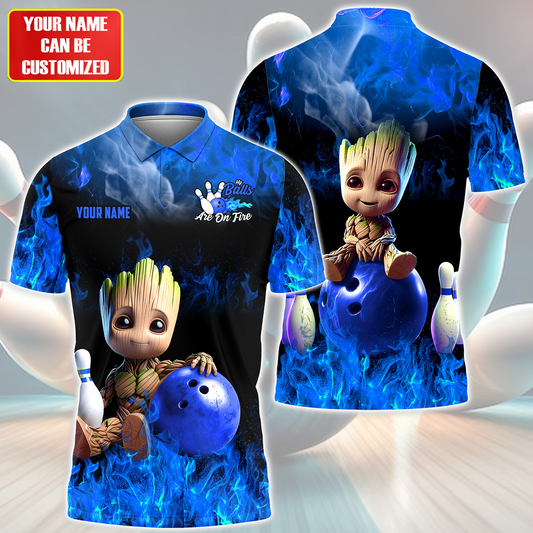 Personalized Name Gr Bowling Fire Blue Version All Over Printed Unisex Shirt Q290513