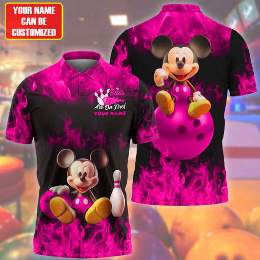 Personalized Name Pink Mk Bowling Fire All Over Printed Unisex Shirt Q020704