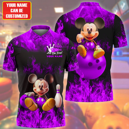 Personalized Name Purple Mk Bowling Fire All Over Printed Unisex Shirt Q020704