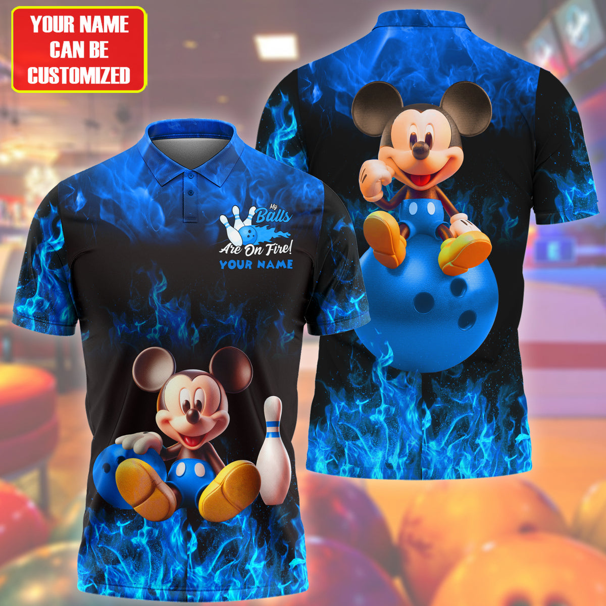 Personalized Name Blue Mk Bowling Fire All Over Printed Unisex Shirt Q020704