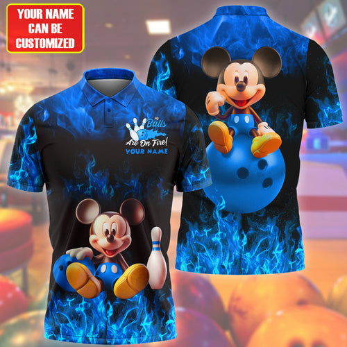 Personalized Name Blue Mk Bowling Fire All Over Printed Unisex Shirt Q020704