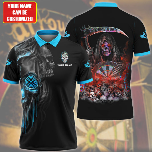 Personalized Name Skull Darts Teal Version All Over Printed Unisex Shirt Q300303