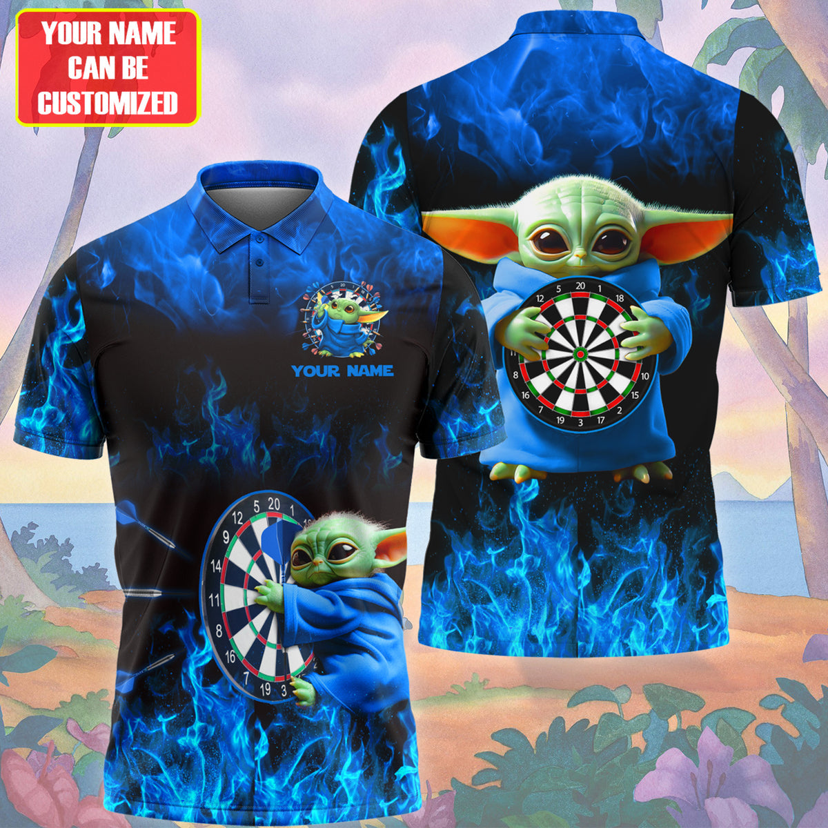 Personalized Name Blue Yd Darts Fire All Over Printed Unisex Shirt Q300501