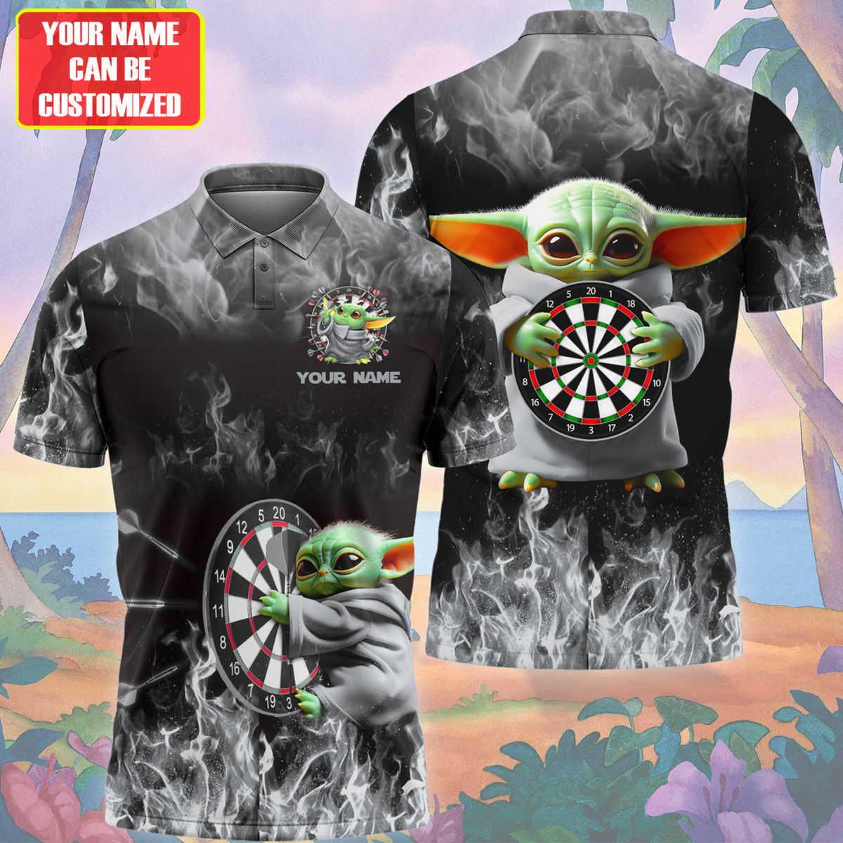 Personalized Name Black Yd Darts Fire All Over Printed Unisex Shirt Q300501