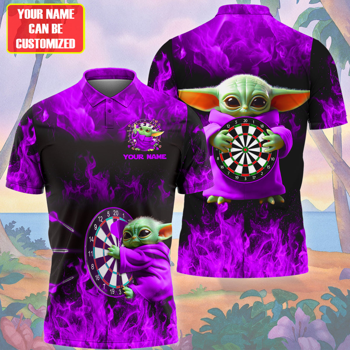 Personalized Name Purple Yd Darts Fire All Over Printed Unisex Shirt Q300501