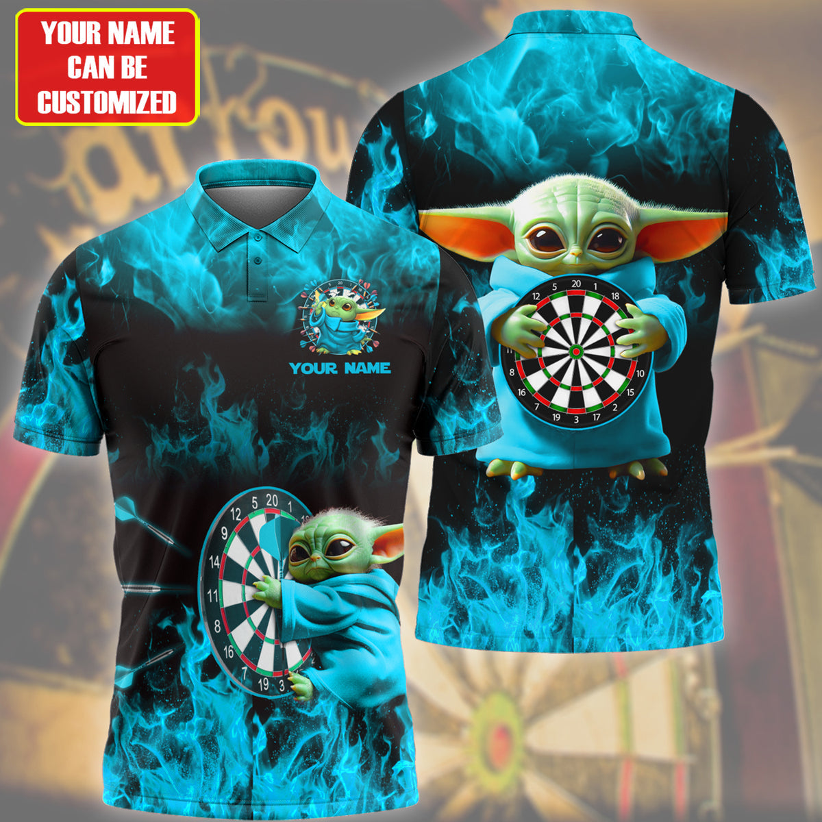Personalized Name Teal Yd Darts Fire All Over Printed Unisex Shirt Q300501