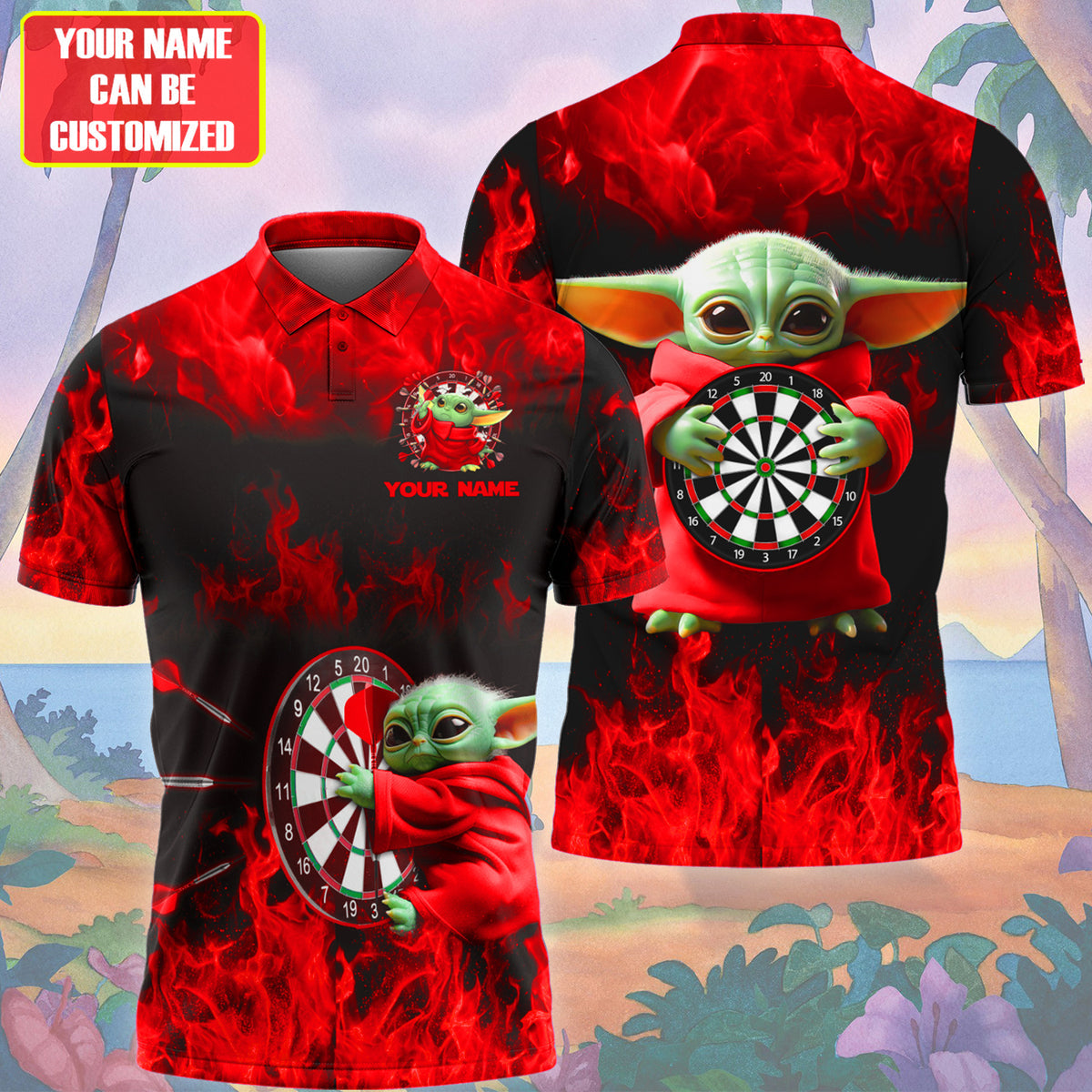 Personalized Name Red Yd Darts Fire All Over Printed Unisex Shirt Q300501