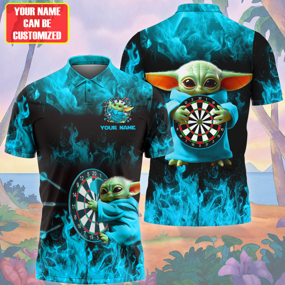 Personalized Name Teal Yd Darts Fire All Over Printed Unisex Shirt Q300501