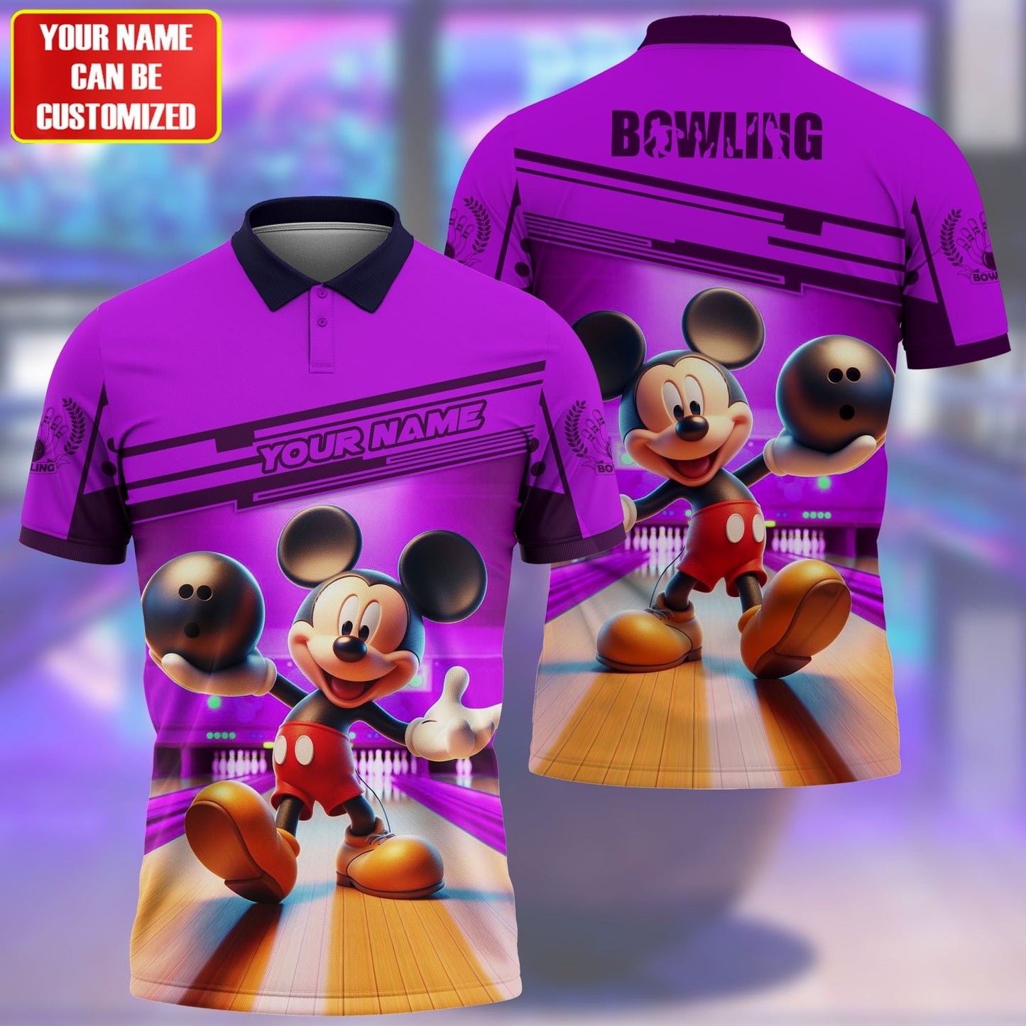 Personalized Name MK Bowling Purple Version All Over Printed Unisex Shirt QB010403