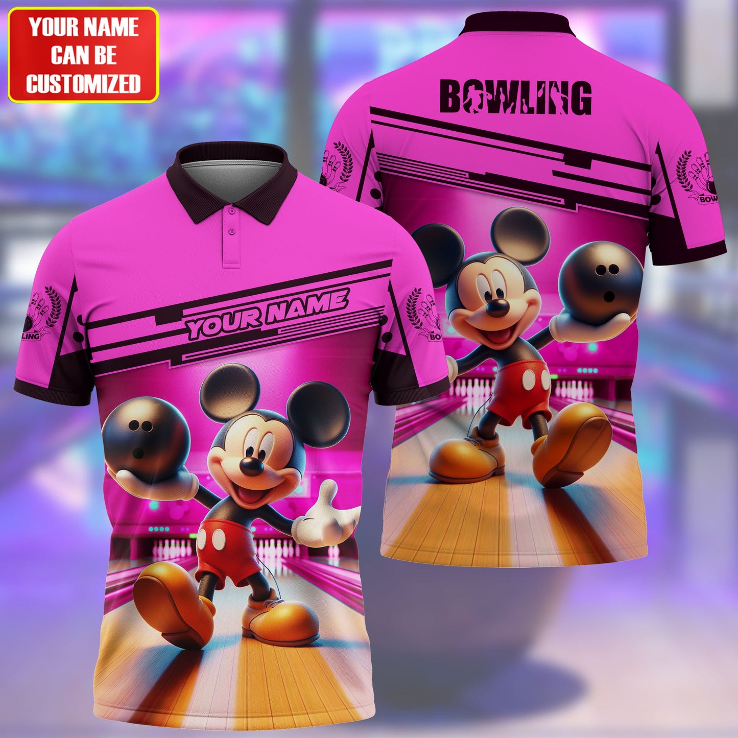 Personalized Name MK Bowling Pink Version All Over Printed Unisex Shirt QB010403
