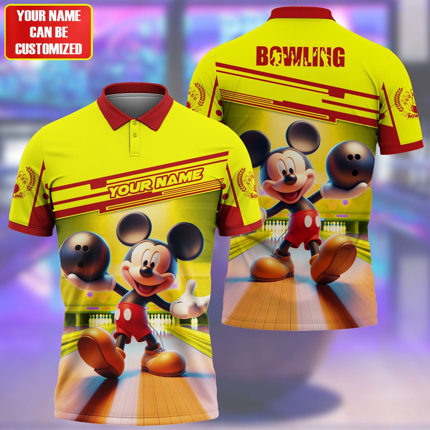 Personalized Name MK Bowling Yellow Version All Over Printed Unisex Shirt QB010403