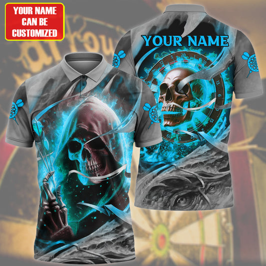Personalized Name Skull Darts Teal Version All Over Printed Unisex Shirt QB020401