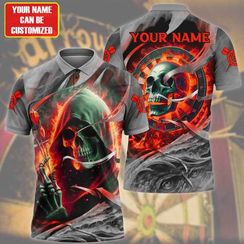Personalized Name Skull Darts Red Version All Over Printed Unisex Shirt QB020401