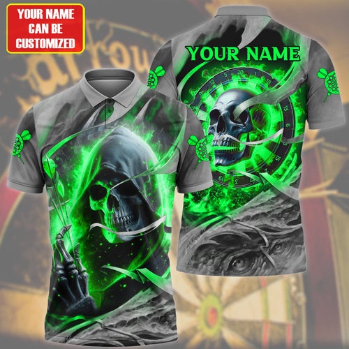 Personalized Name Skull Darts Green Version All Over Printed Unisex Shirt QB020401
