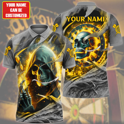 Personalized Name Skull Darts Yellow Version All Over Printed Unisex Shirt QB020401