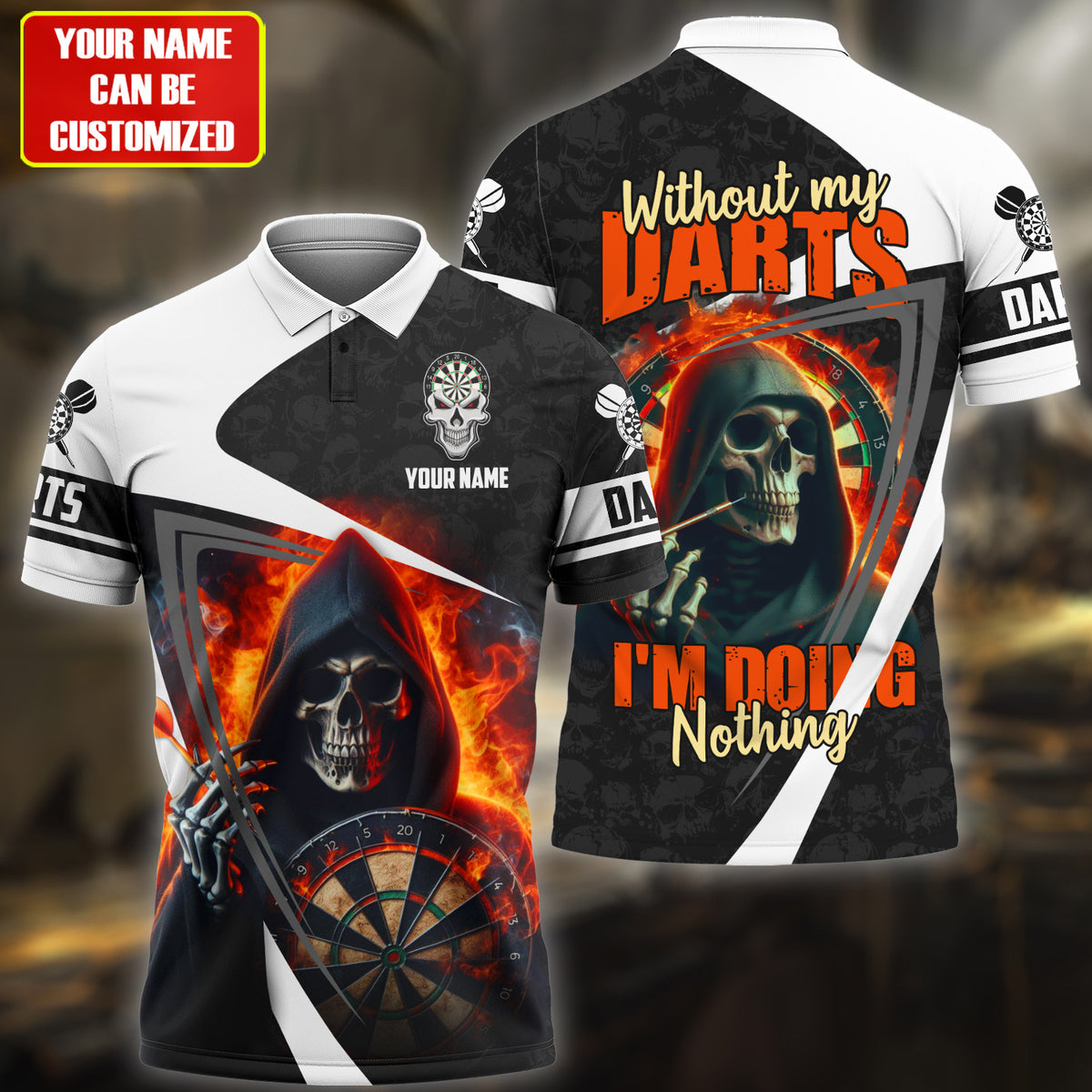 Personalized Name Skull Darts All Over Printed Unisex Shirt QB030406