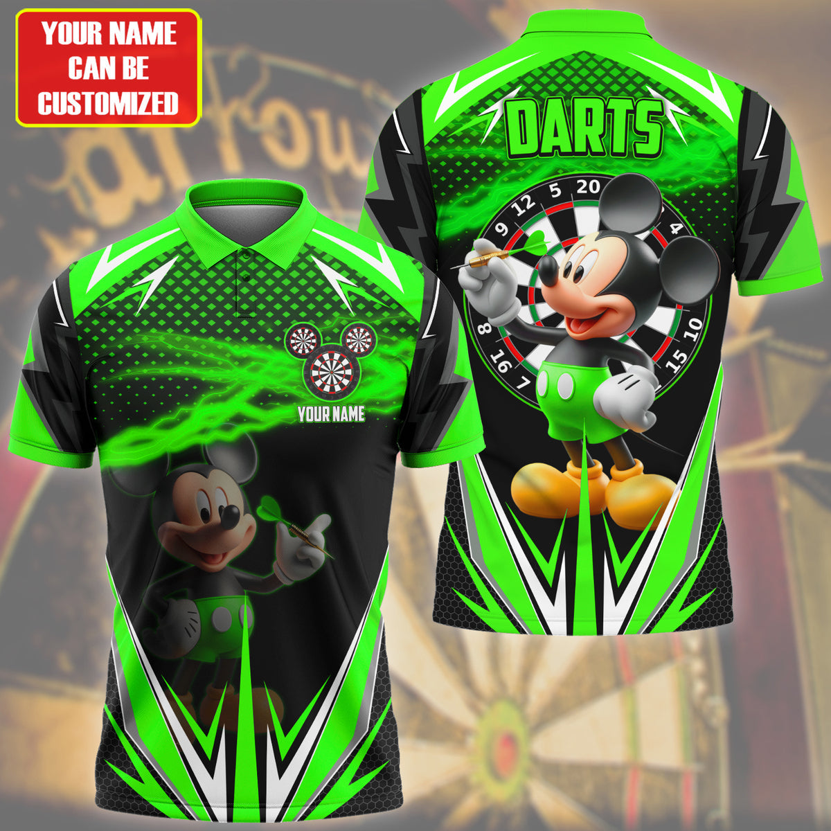 Personalized Name MK Darts Green Version All Over Printed Unisex Shirt QB080403