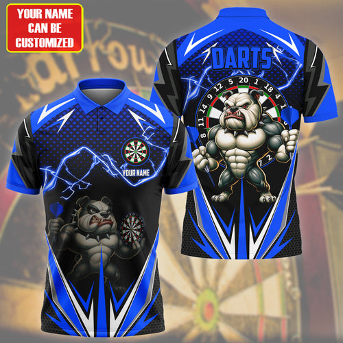 Personalized Name Bull Dog Darts Blue Version All Over Printed Unisex Shirt QB080601