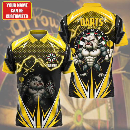 Personalized Name Bull Dog Darts Yellow Version All Over Printed Unisex Shirt QB080601