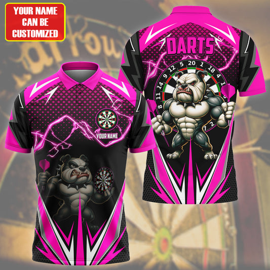 Personalized Name Bull Dog Darts Pink Version All Over Printed Unisex Shirt QB080601