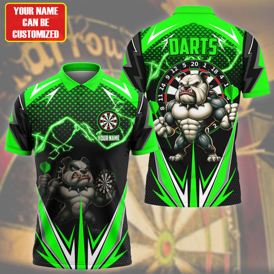 Personalized Name Bull Dog Darts Green Version All Over Printed Unisex Shirt QB080601