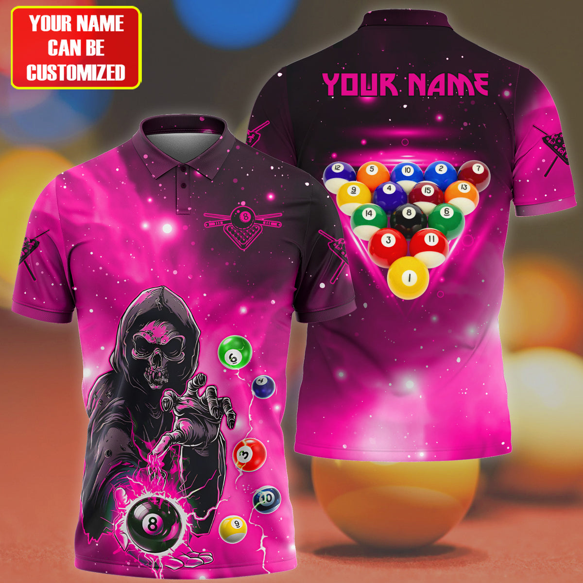 Personalized Billiards Skull Pink Version All Over Printed Unisex Shirt QB130609