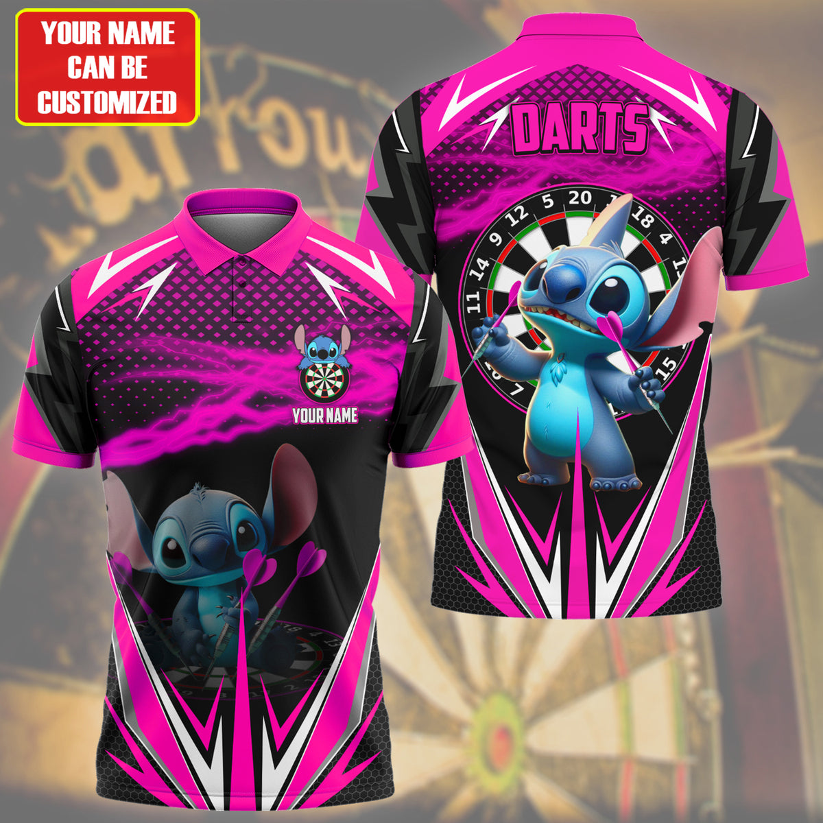 Personalized Name ST Darts Pink Version All Over Printed Unisex Shirt QB160403