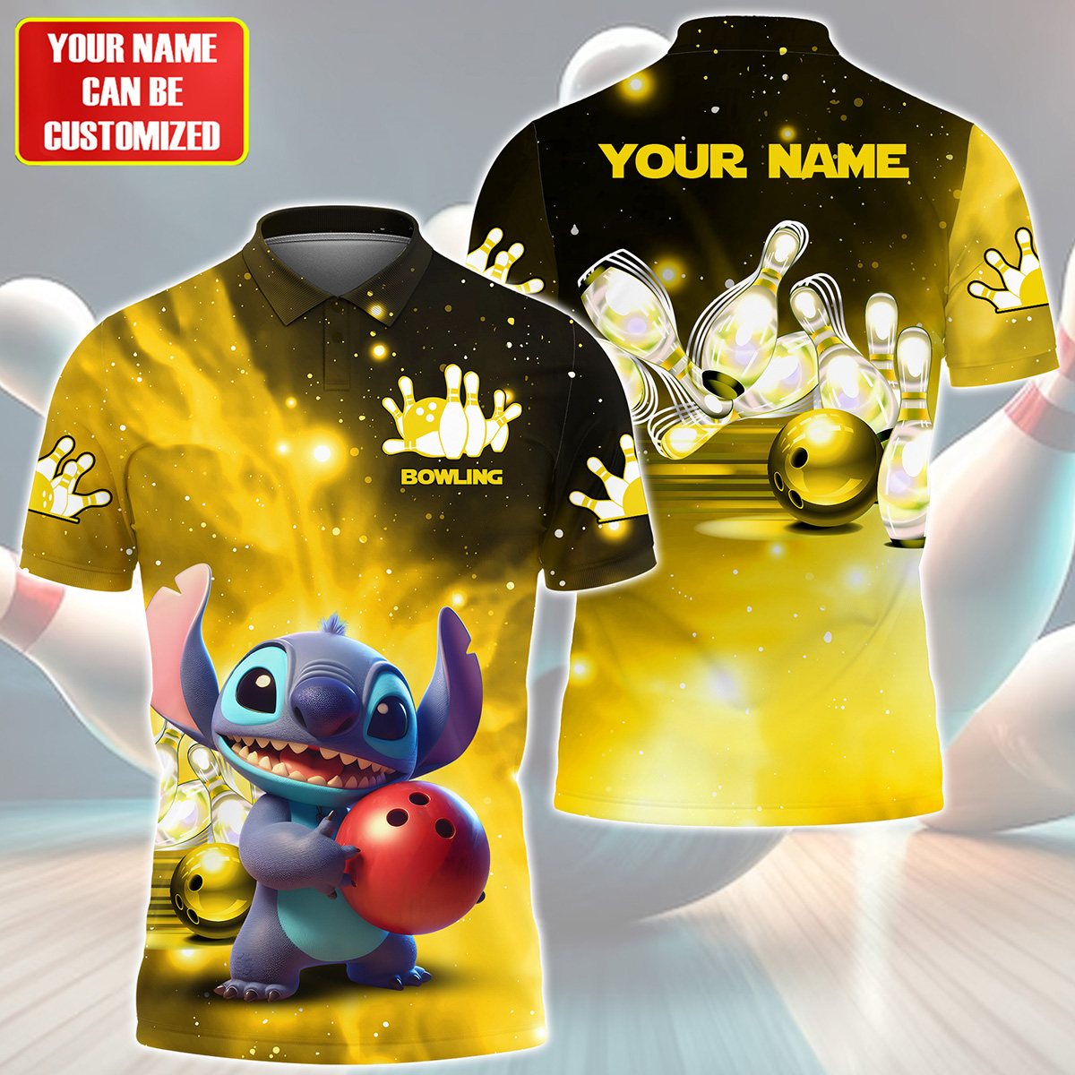 Personalized Name ST Bowling Yellow Version All Over Printed Unisex Shirt QB200512