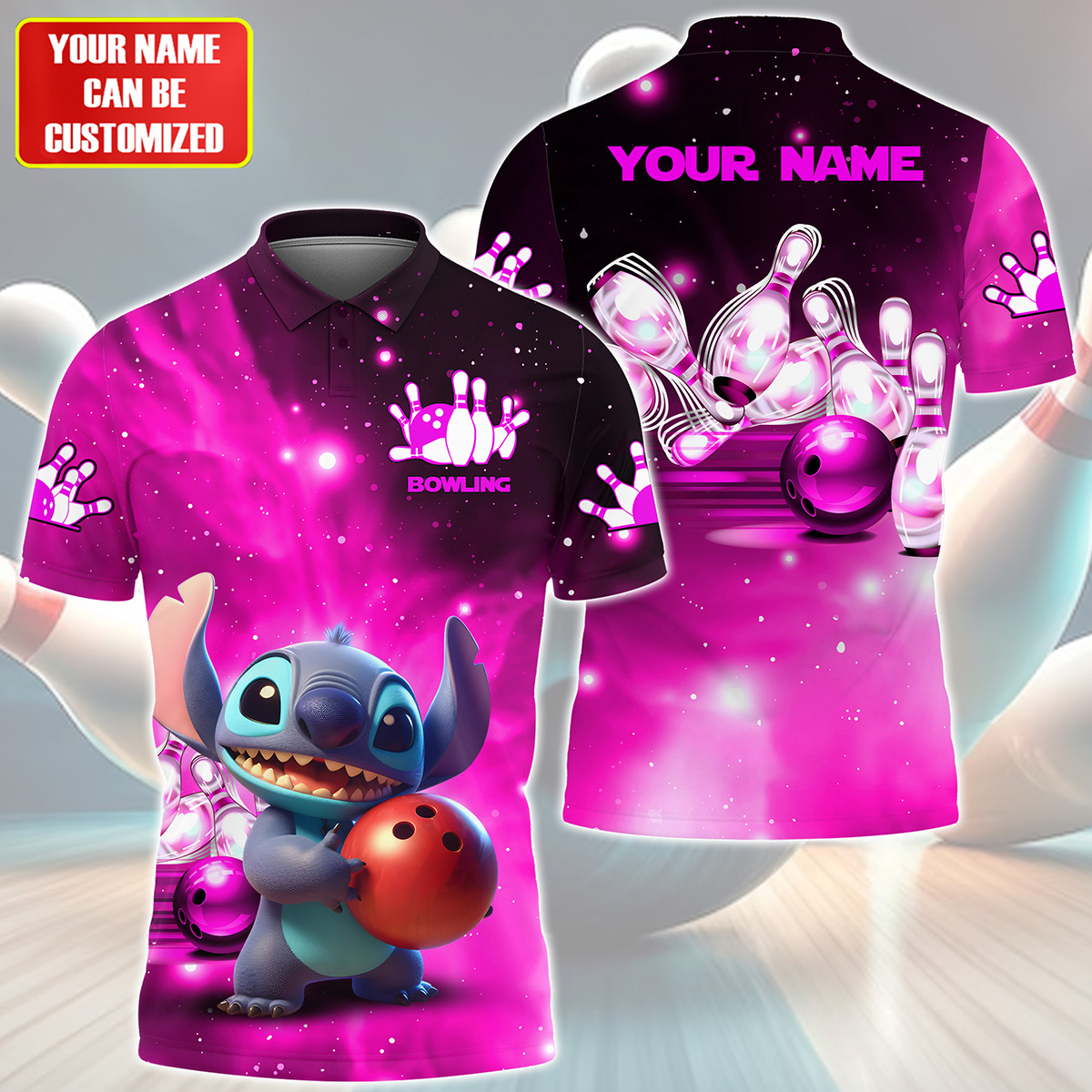 Personalized Name ST Bowling Pink Version All Over Printed Unisex Shirt QB200512