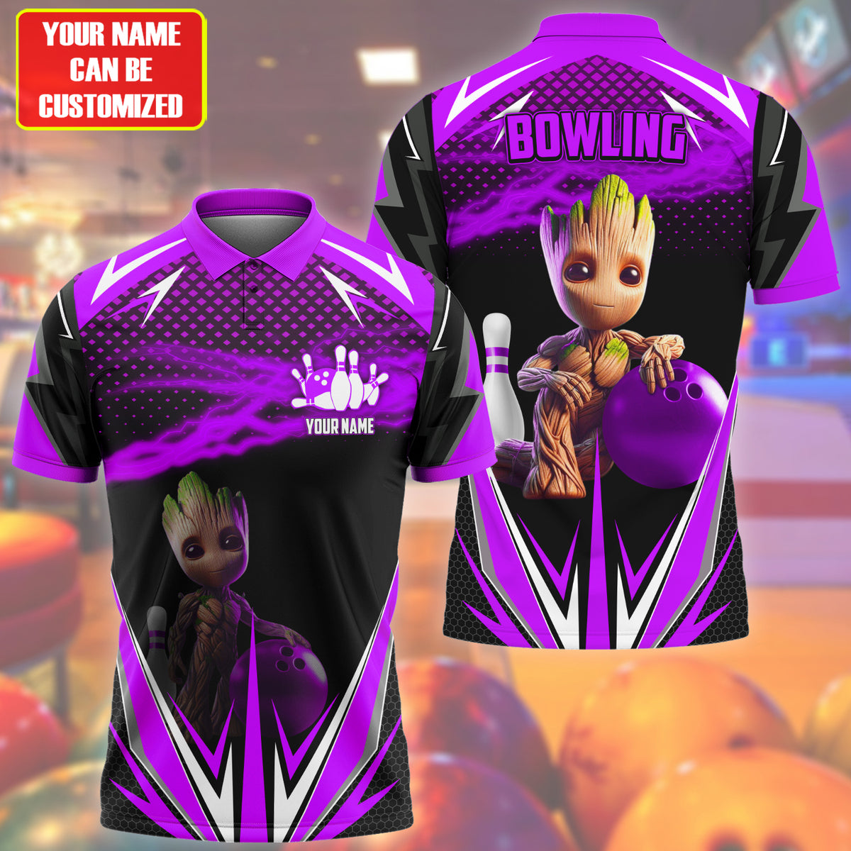 Personalized Name GR Bowling Purple Version All Over Printed Unisex Shirt QB220507