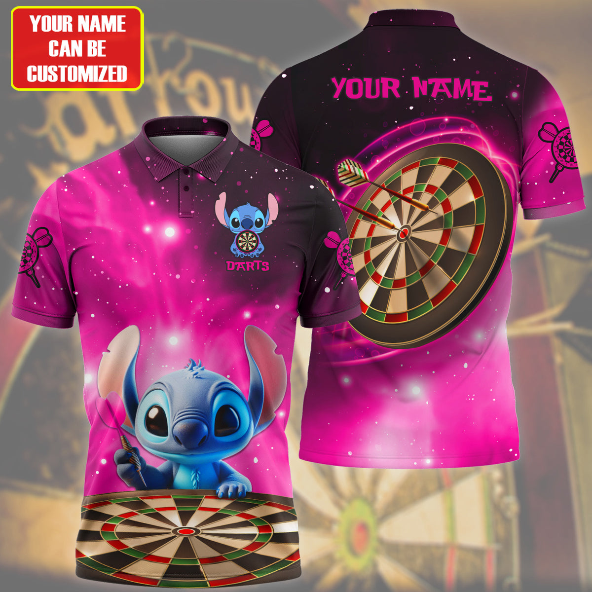 Personalized Name ST Darts Pink Version All Over Printed Unisex Shirt QB220509