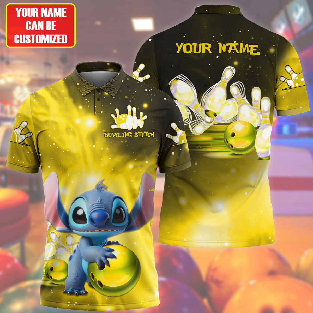 Personalized Name ST Bowling Yellow Version All Over Printed Unisex Shirt QB250410