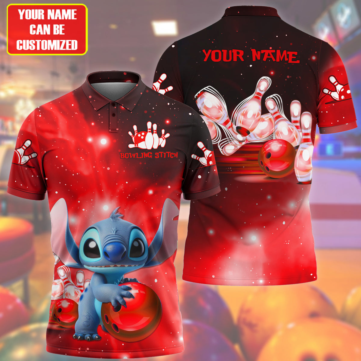 Personalized Name ST Bowling Red Version All Over Printed Unisex Shirt QB250410