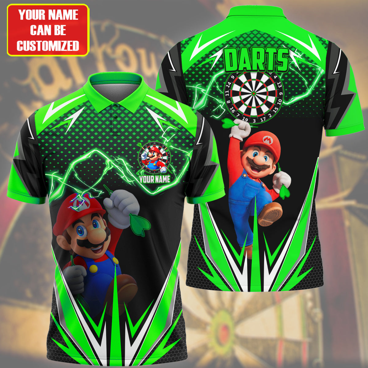 Personalized Name SM Darts Green Version All Over Printed Unisex Shirt S010404