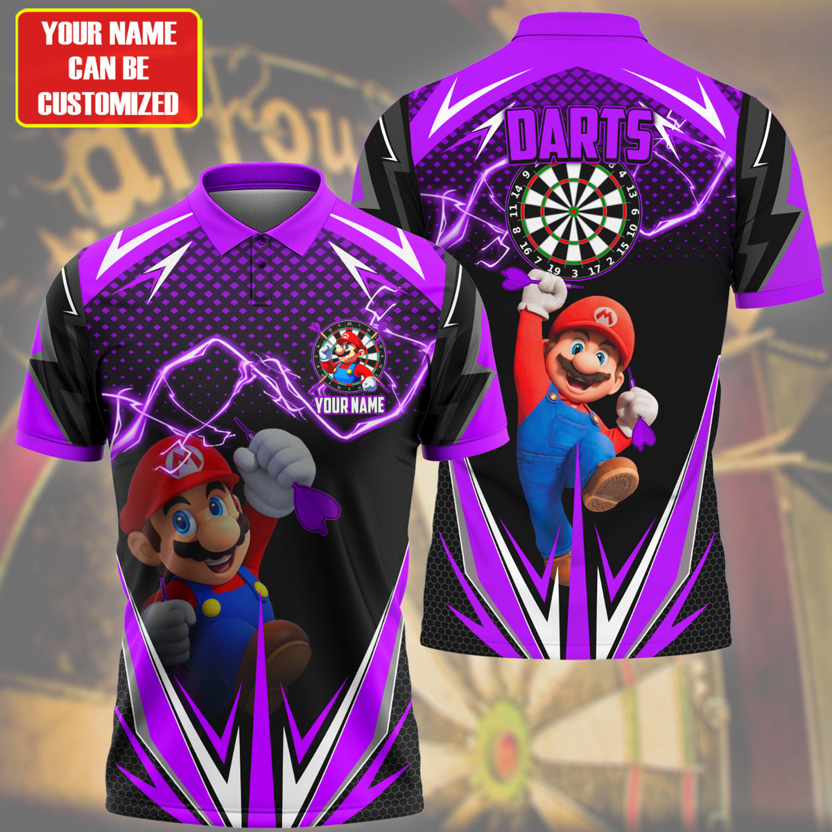 Personalized Name SM Darts Purple Version All Over Printed Unisex Shirt S010404