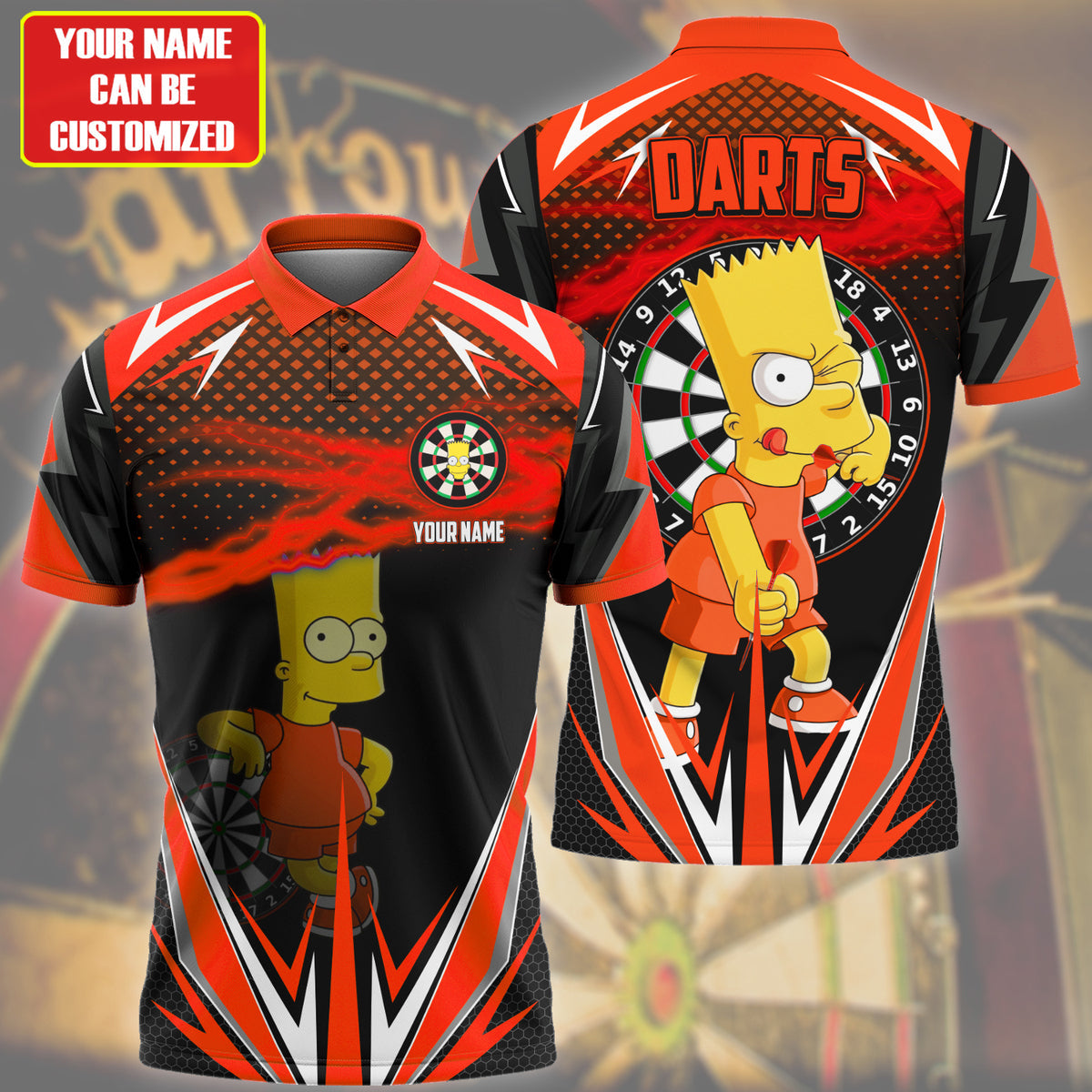Personalized Name TS Bart Darts Red Version All Over Printed Unisex Shirt S020402