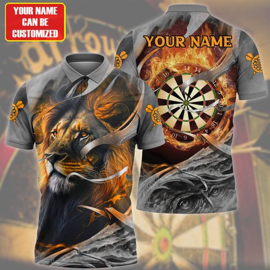 Dartboard Lion Personalized Name 3D Shirt For Darts Player S020802