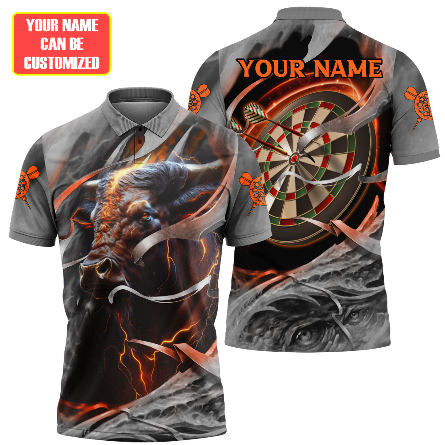 Dartboard Orange Bull Personalized Name 3D Shirt For Darts Player S070704