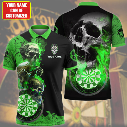 Personalized Name Green Darts Skull All Over Printed Unisex Shirt S080604