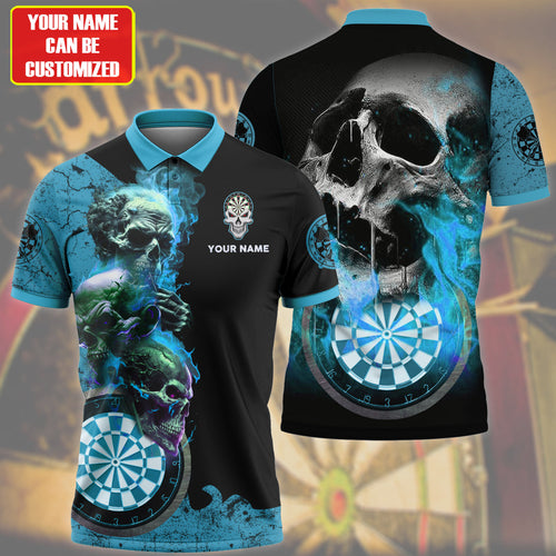 Personalized Name Teal Darts Skull All Over Printed Unisex Shirt S080604