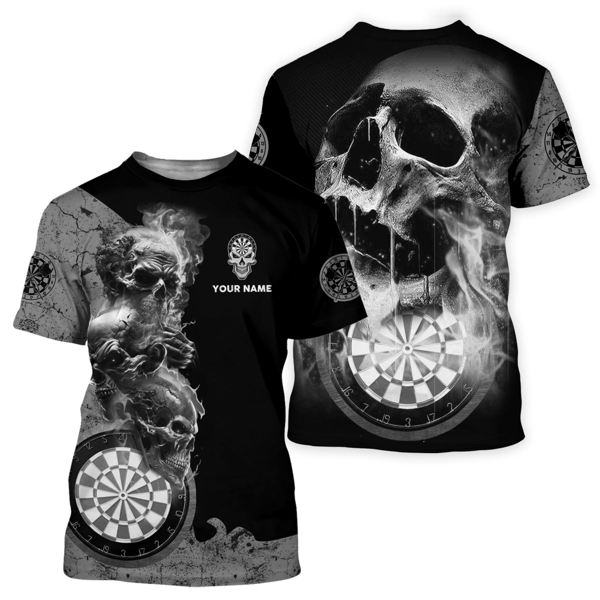 Personalized Name Black Darts Skull All Over Printed Unisex Shirt S080604