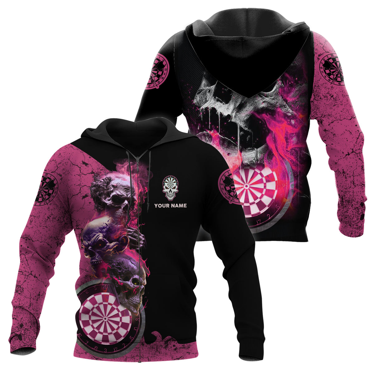 Personalized Name Pink Darts Skull All Over Printed Unisex Shirt S080604