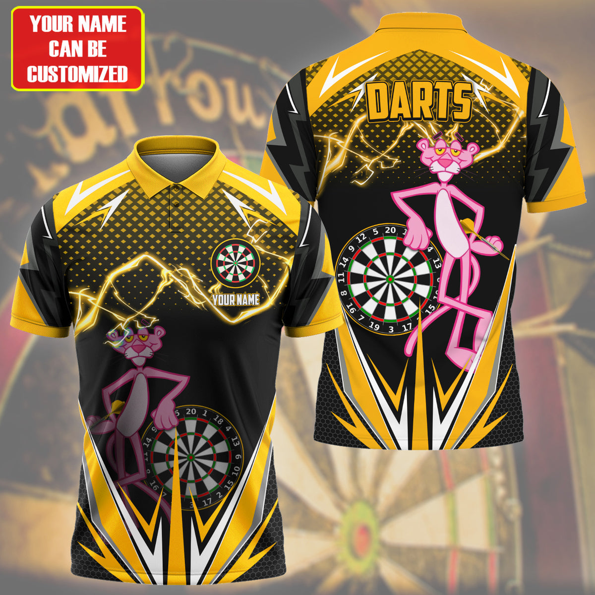 Personalized Name PP Darts Yellow Version All Over Printed Unisex Shirt S100501