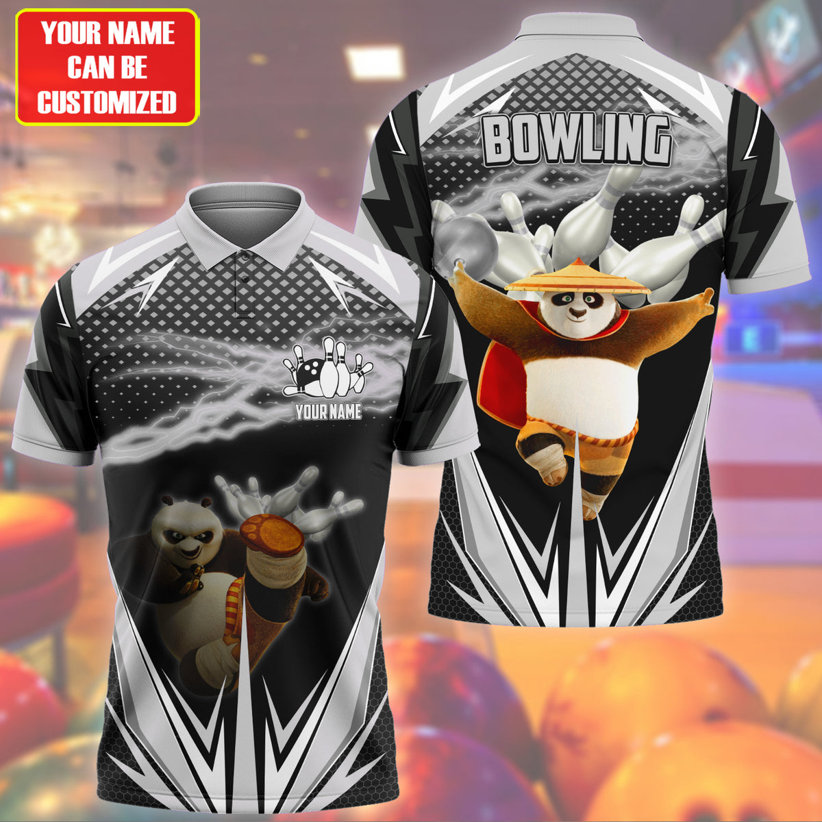 Personalized Name Po Bowling Black Version All Over Printed Unisex Shirt S120606