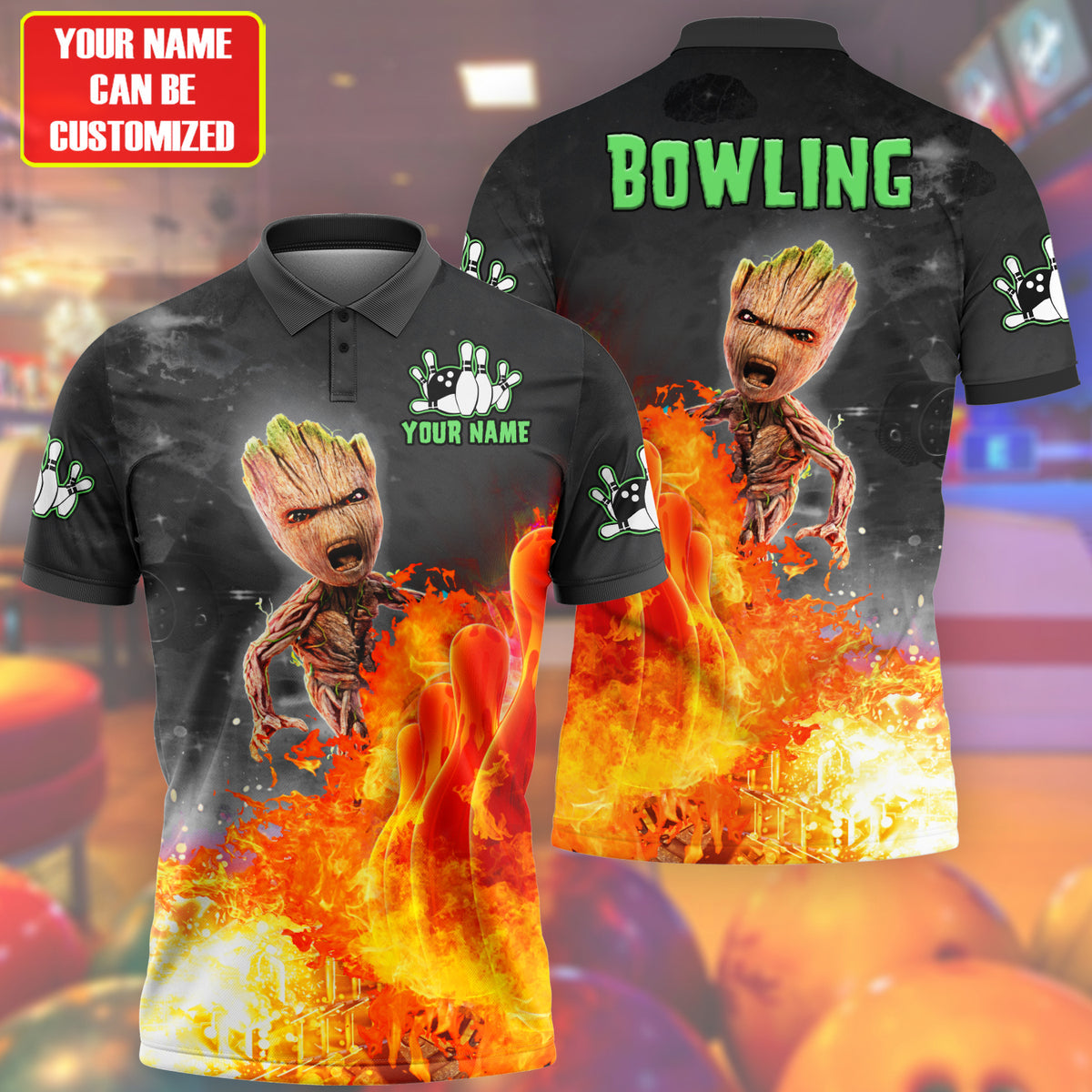 Personalized Name Gr Fire Bowling All Over Printed Unisex Shirt S120907