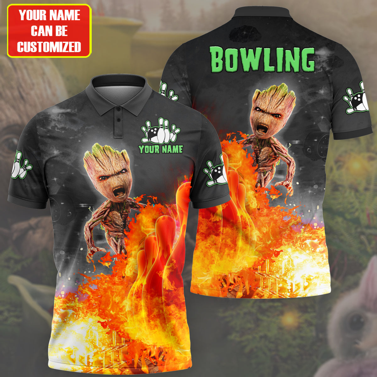Personalized Name Gr Fire Bowling All Over Printed Unisex Shirt S120907