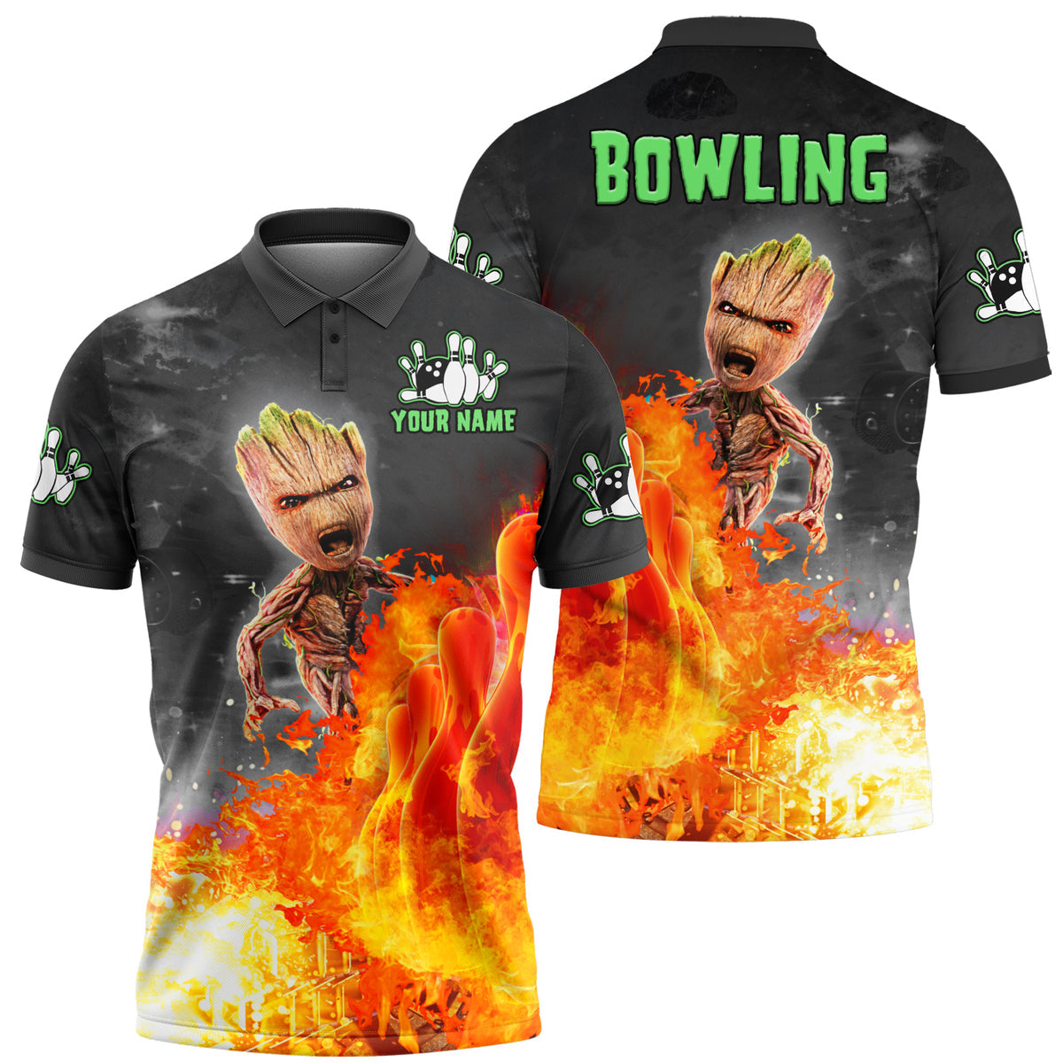 Personalized Name Gr Fire Bowling All Over Printed Unisex Shirt S120907