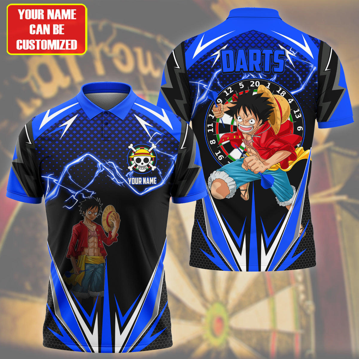 Personalized Name Luffy Darts S2 Blue Version All Over Printed Unisex Shirt S130606